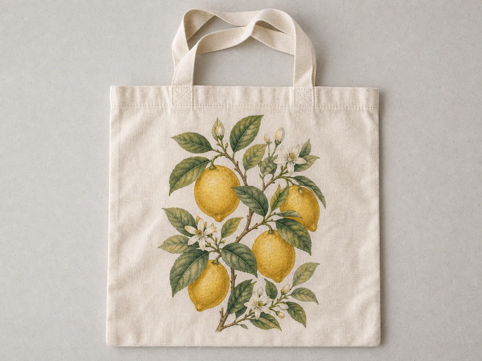 custom lemon print tote bag