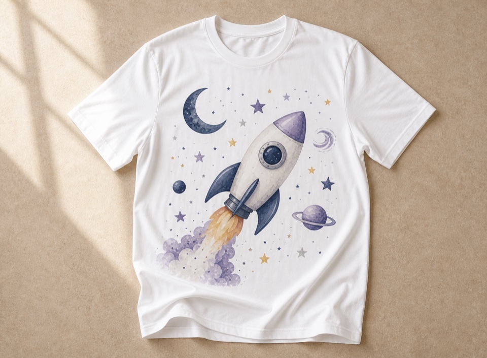 T-shirt with space rocket graphic