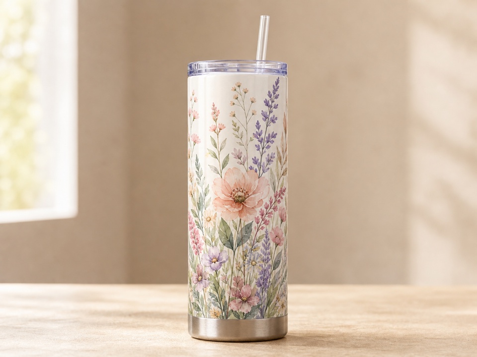 custom floral tumbler