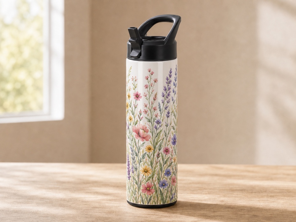 custom floral water bottle